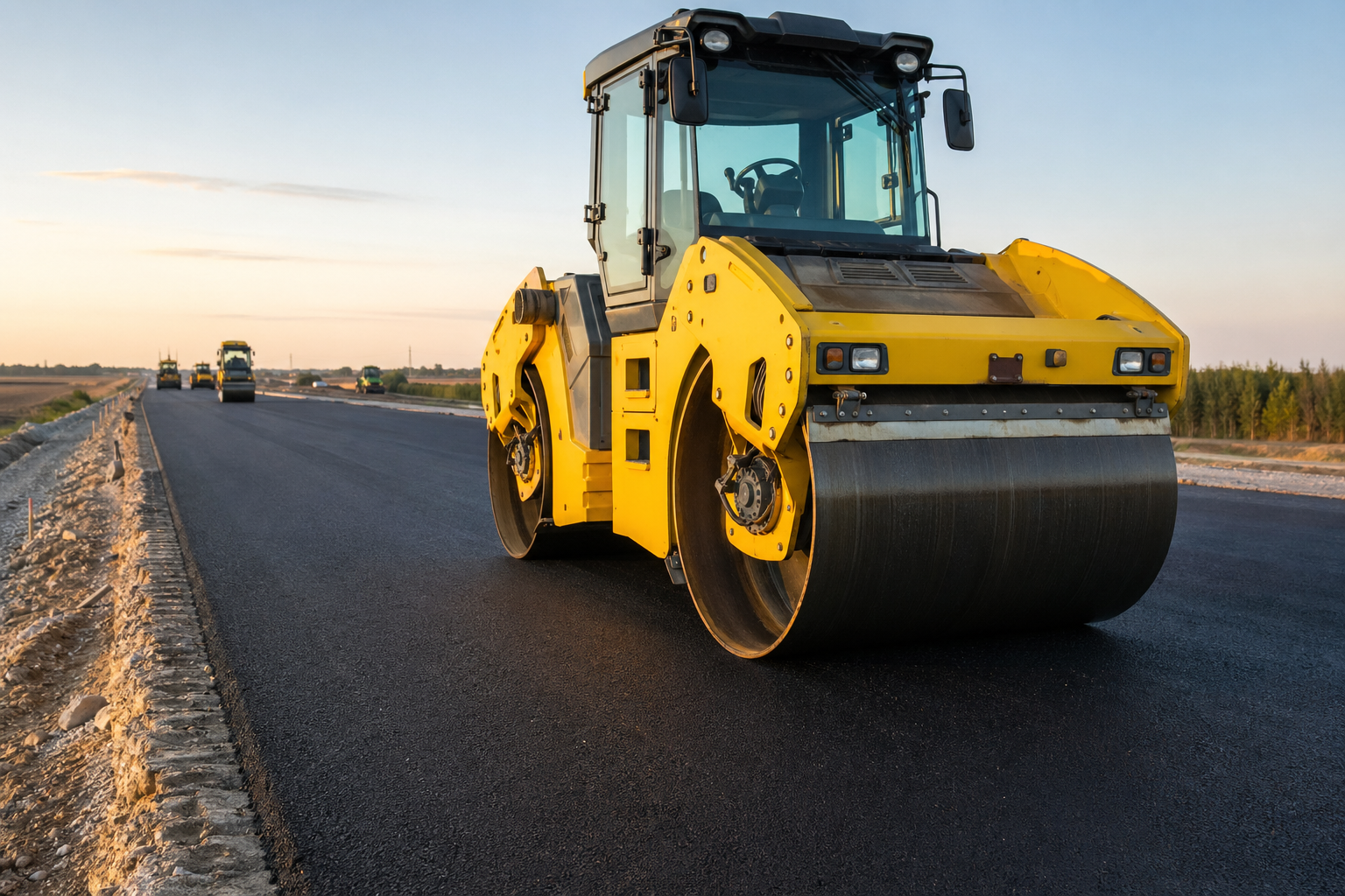Public infrastructure paving and civil works in progress.